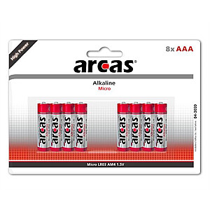 Arcas AAA / LR03, щелочной, 8 шт.