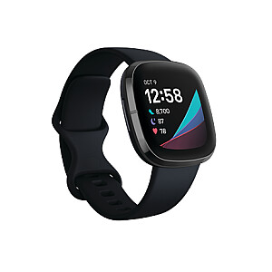 Fitbit Sense Smart watch, GPS (satellite), AMOLED, Touchscreen, Heart rate monitor, Activity monitoring 24/7, Waterproof, Bluetooth, Wi-Fi, Carbon/Graphite Stainless Steel