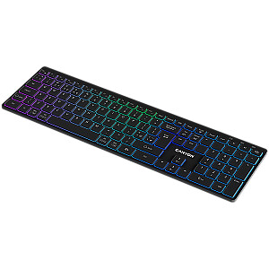 CANYON клавиатура HKB-W11 UK/US RGB Двухрежимная Беспроводная Черная