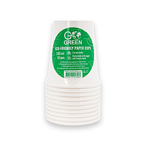 Glāzes ekoloģiskās Go Green 250ml 10 gab. baltas