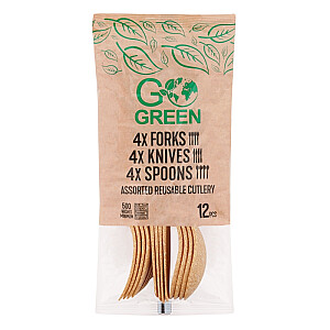 Atkārtoti lietojams asorti galda piederumu komplekts 12 gab. Go Green