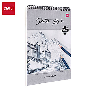 Skiču albums ar spirāli Deli A4, 110g/m², 40 lapas
