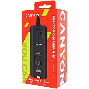 CANYON charger H-10 PD 20W QC 3.0 18W 2USB-A 2USB-C Desk Black