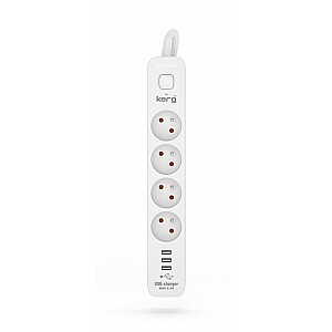 KERG strāvas padeve ar drošinātāju-4 kontaktligzdas 3USB 16A 1.5m