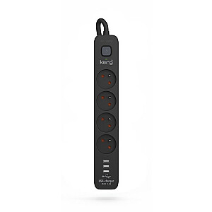 Сетевой фильтр KERG с автоматическим выключателем-3USB 16A 3м
