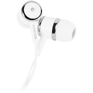 CANYON Stereo earphones with microphone, White