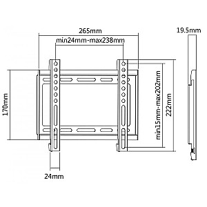 Sbox PLB-2222F Крепление для фиксированного плоского экрана со светодиодной подсветкой, 23–43 дюйма, 35 кг