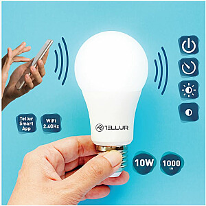 Tellur WiFi Smart Bulb E27, 10Вт белый / теплый, диммер