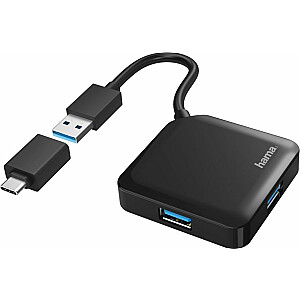 HUB USB Hama 4x USB 3.2 Gen1 + ar USB-C czarny (002001160000)