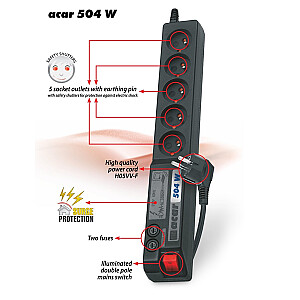 Acar 504WF EMI/RFI pārsprieguma aizsardzības sloksne 3m