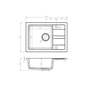 Melna izlietne ar elastīgu jaucēju - MAIDSINKS BALI izlietne (62x44) 1B1D melna + Flessi Black Edition jaucējs