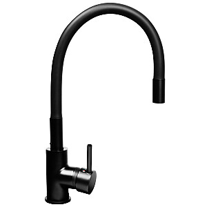 Melna izlietne ar elastīgu jaucēju - MAIDSINKS BALI izlietne (62x44) 1B1D melna + Flessi Black Edition jaucējs