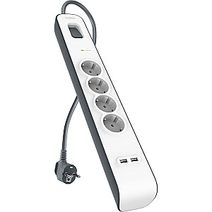 BELKIN ЗАЩИТА ОТ ПЕРЕНАПРЯЖЕНИЯ 525J, 4X SCHUKO, 2X USB-A, 2M
