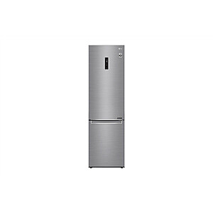Холодильник LG GBB72PZDMN, класс энергоэффективности E, отдельно стоящий, комбинированный, высота 203 см, система No Frost, полезный объем холодильника 277 л, полезный объем морозильной камеры 107 л, дисплей, 36 дБ, серебристый
