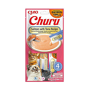 INABA CAT CHURU LAŠU AR TUNZIVTIENI našķis kaķiem 4x14g (56g)
