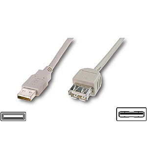 Удлинительный кабель USB 2.0 Logilink, гнездо USB A, штекер USB A, 3 м, серый