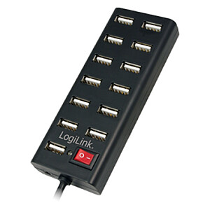 Logilink UA0126 USB-концентратор 13-портовый USB2.0 с адаптером питания 3,5 А, Logilink