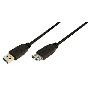 Logilink 1 м USB A - USB A 3.0 F / M USB A, USB A, 1 дюйм, черный