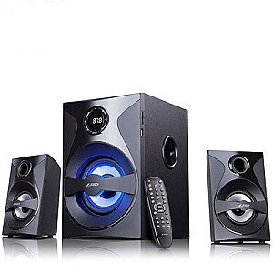 F&D F380X 2.1 мультимедийные колонки, 54W RMS (13Wx2+28W), 2x3'' сателлита + 5.25'' сабвуфер, BT 5.0/NFC/AUX/USB/FM/SD кард ридер/Многоцветный LED/LED дисплей/Дистанционное управление/Дерево/Черный