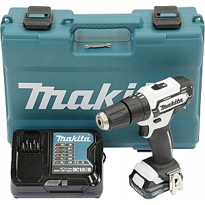 Аккумуляторная ударная дрель Makita HP333DSAW, 12В (белый/черный, Li-ion аккумулятор 2,0Ач, кейс)