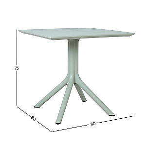 Galds MANGO 80x80xH75cm, zaļgani pelēka plastmasa