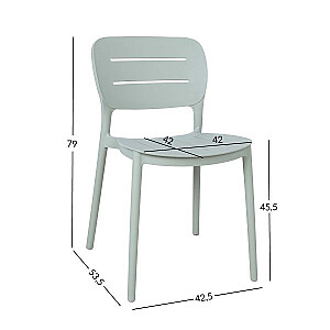 Krēsls MANGO 42,5x53,5xH79cm, zaļgani pelēka plastmasa