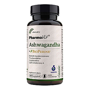 PHARMOVIT Ashwagandha + BioPerine uztura bagātinātājs 180 kapsulas