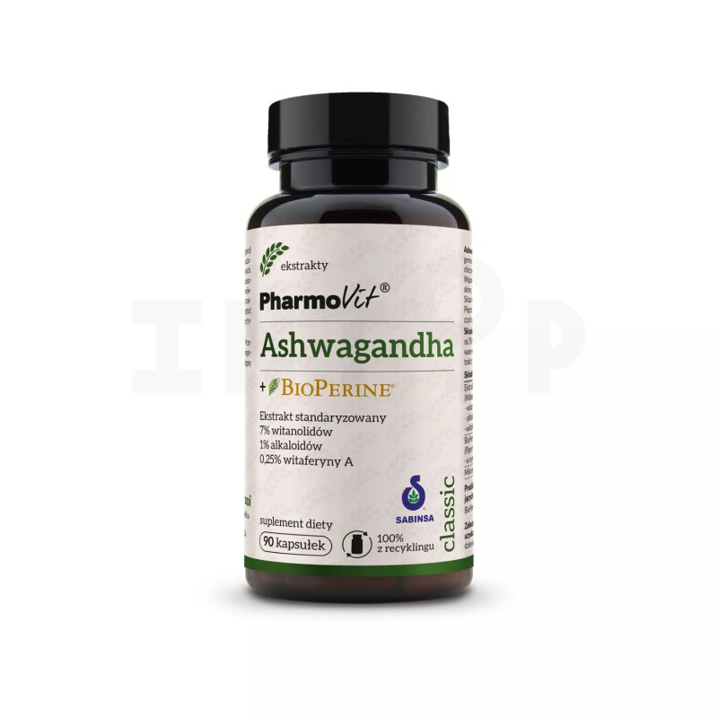 PHARMOVIT Ашваганда + BioPerine добавка к пище 90 капсул