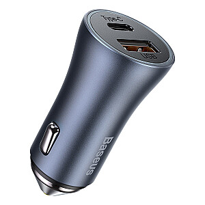 Автомобильное зарядное устройство Baseus Golden Contactor Pro, USB + USB-C, QC4.0 +, PD, SCP, 40Вт (серый)