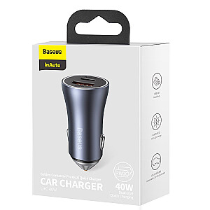 Baseus Golden Contactor Pro car charger, USB + USB-C, QC4.0+, PD, SCP, 40W (gray)