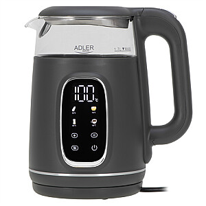 Adler tējkanna ar LED displeju | AD 1305 | Elektriskā | 2200 W | 1.7 L | Plastmasa | 360° rotējoša pamatne | Pelēka