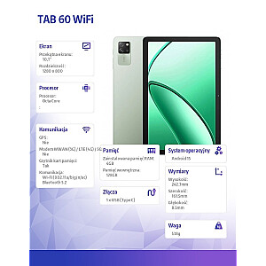 Tablete TAB 60 Wifi 10.1 collas 4/128GB Zaļa