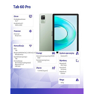 Tablete Tab 60 Pro LTE 11 collas 8/128GB Zaļa
