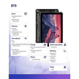 Tablete RT9 10.1 collas 6/256GB melna