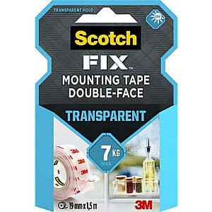 Kleeplint 3M rullis Scotch-Fix 4910C-1915-P, 19mm x1,5m, 1kg/20cm, läbipaistev