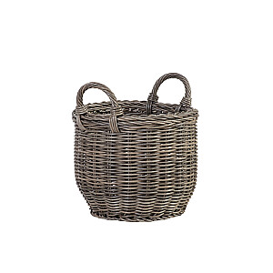 Grozs ar rokturi WICKER D34xH26/34 cm, plastikata pinums, krâsa: pelçks