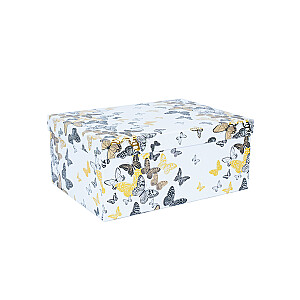 Kaste DIANA-9, ar vāku 21x15xH9cm, balts/tauriņš