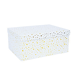 Коробка DIANA-4 с крышкой 31x23xH14см, белый/золотой