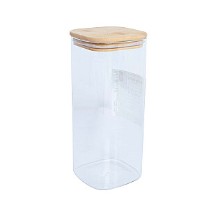 Хранение банка JAR 10x10xH23см 1900мл с бамбуковой крышкой, стекло