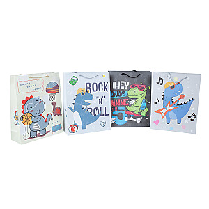 Подарочный пакет DINO L, 31x40x12см, микс