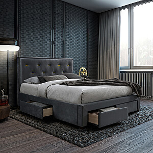 Кровать GLOSSY 160x200см, с ящиком, серый