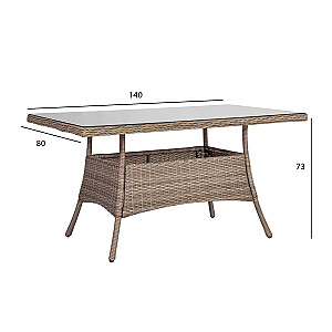 Dârza galds TOSCANA 140x80xH73cm, bçðs