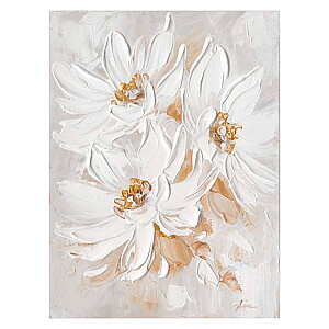 Eļļas glezna 60x80cm, trīs balti ziedi