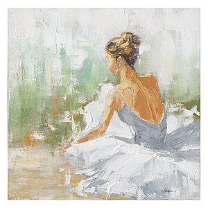 Eļļas glezna 80x80cm, dejotāja baltā krāsā