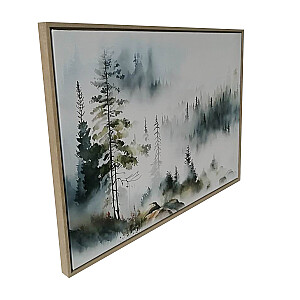 Kanva ar rāmi WALLY 45x60cm, miglains mežs