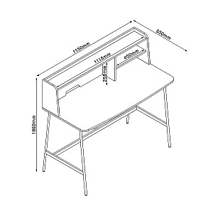 Galds LESTER 115x55xH106cm, melamīns