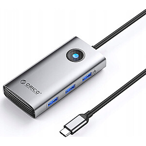USB-C dokstacija 6w1 / izeja: 3x USB-A 3.0 + 1x USB-C 2.0 + 1x HDMI - pelēks