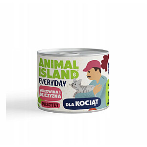 ANIMAL ISLAND liellopu/spēļu gaļa kaķēniem 185g