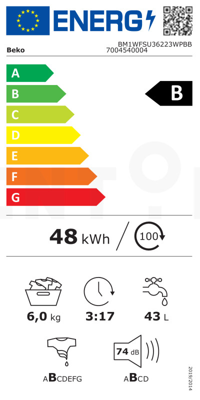 Šaurā veļas mašīna BEKO BM1WFSU 36233 WPBB