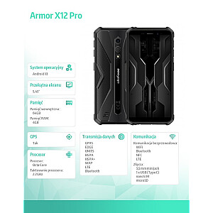 Smartphone Armor X12 Pro 4/64GB Melns